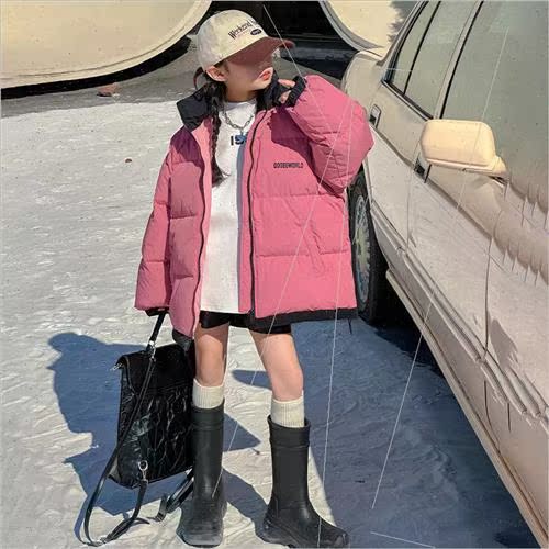 Girls cotton jacket 2023 winter new childrens casual padded - 图2