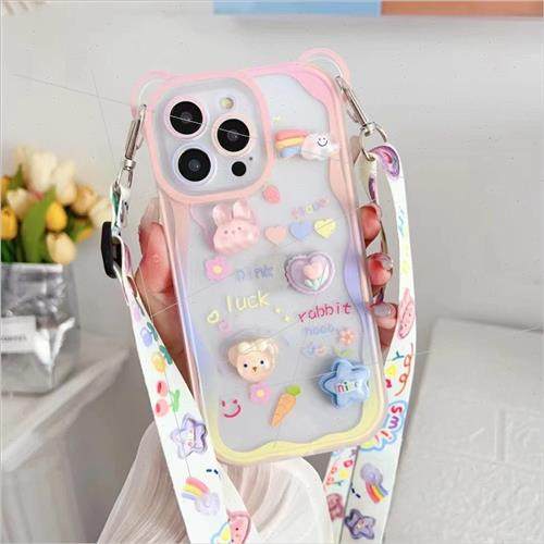 Stereo Flower Bear iPhone 15 Crossbody 13ProMax Case 适用 Ap - 图2