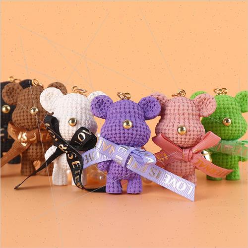 Creative cartoon resin woolly bear keychain creative couple-图0