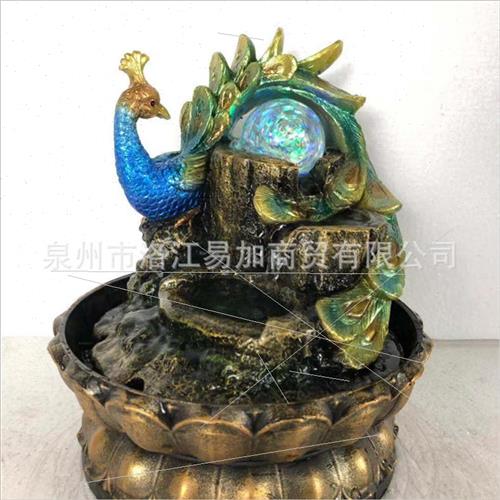 New peacock water feature crafts creative resin running wat-图0