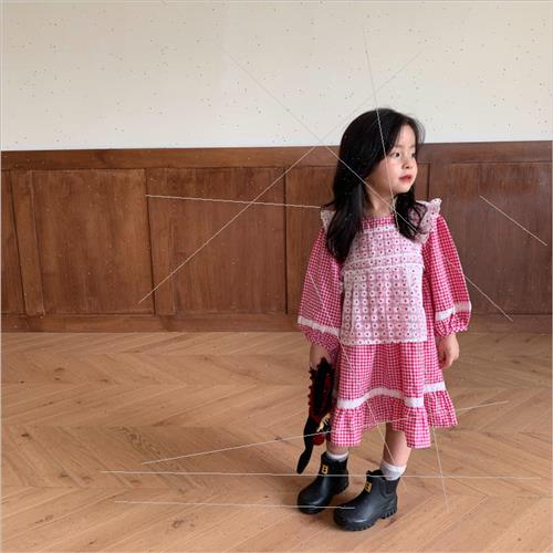 2020 new fall Korean girls dress little girl lace vest + dre - 图0