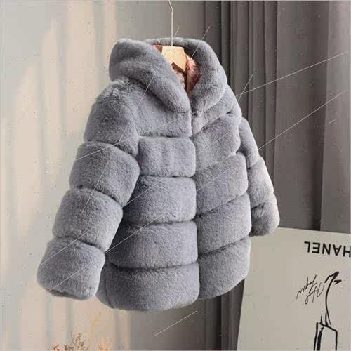 2023 new hooded childrens fur coat imitation otter rabbit ha - 图2