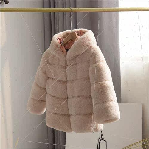 2023 new hooded childrens fur coat imitation otter rabbit ha - 图0