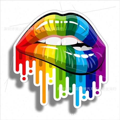 D-762 rainbow sexy lips car stickers fashion colorful motorc