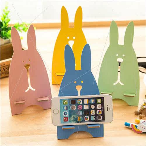 Korea creative cute wooden rabbit cell phone holder holder g - 图0