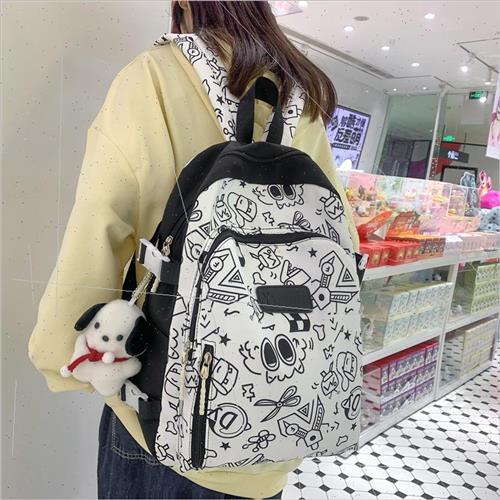 Female fashion graffiti shoulder bag new literary small fres - 图1