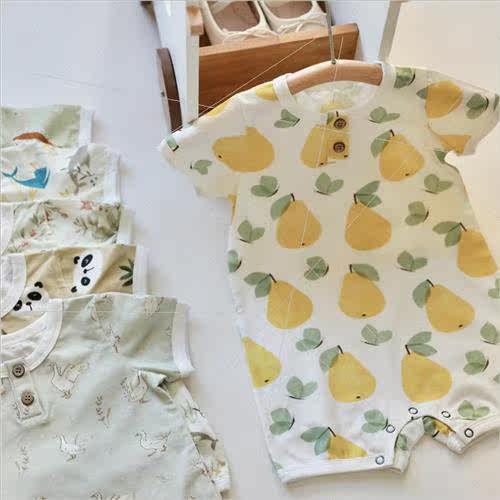 Summer short-sleeved baby onesie thin section of female baby - 图0