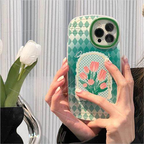适用 iPhone13promax pink tulip apple 12 case 11 green diamon - 图0