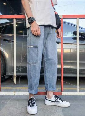 Summer thin section work jeans men ins Hong Kong  nd loose s