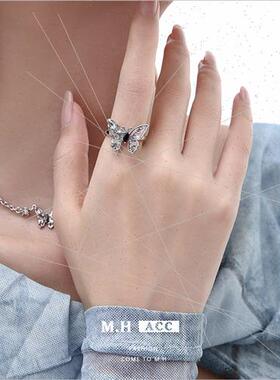 Word painting butterfly long earrings female retro 925 silve