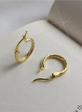 s925 silver earrings Europe popular accessories round twist