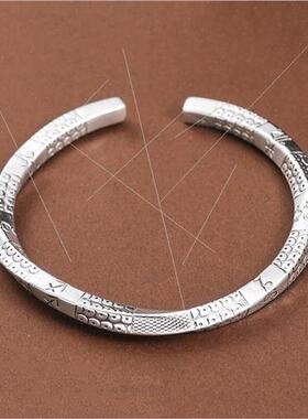 Vintage carving twelve constellations bracelet men nd solid