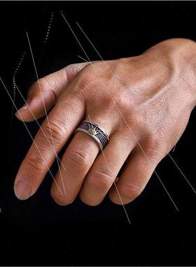 Crown ring men tide retro old Thai silver single handsome op