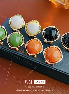 silver pin drop oil round metal earrings fashion simple earr