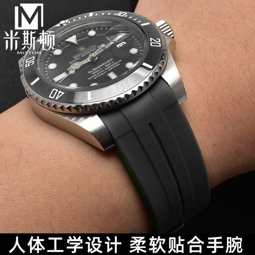 代用劳力士黑水鬼橡胶手表带 间金蓝 蓝黑圈表链 空中霸王116900 - 图3