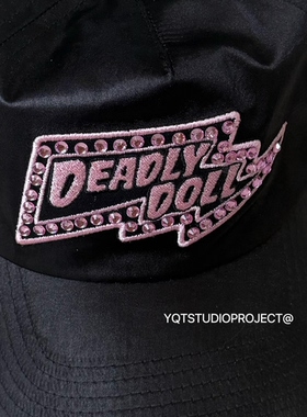 deadly doll美式复古棒球帽水钻刺绣英文字母鸭舌帽软顶帽子潮