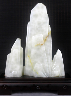 阿富汗天然玉石客厅书房山水摆件