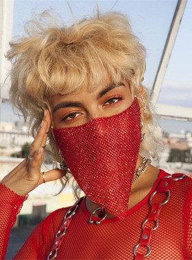 万圣节带钻三角口罩夜店面具闪钻