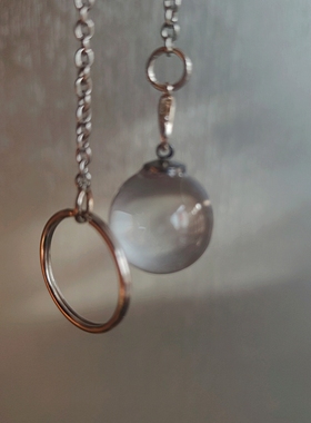 天然白水晶球形灵摆项链吊坠挂件手链高颜值送女友心理学道具催眠