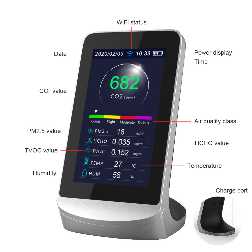 co2检测仪二氧化碳检测仪空气质量检测仪涂鸦智能WiFi连接英文版 - 图0