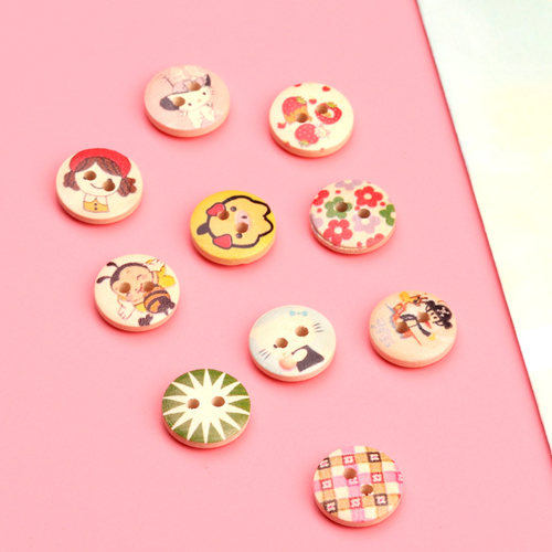 卡通纽扣圆形扣子百搭宝宝婴儿衣服毛衣开衫外套可爱木头扣装饰扣 - 图2