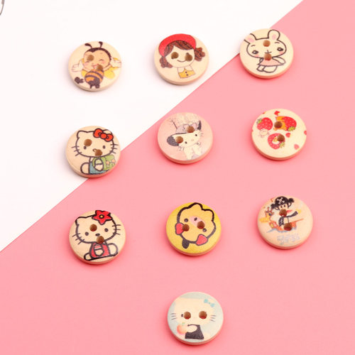 卡通纽扣圆形扣子百搭宝宝婴儿衣服毛衣开衫外套可爱木头扣装饰扣 - 图0