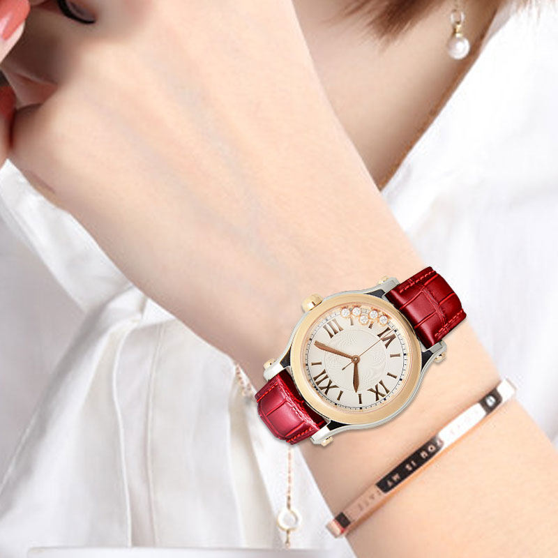 萧邦快乐钻石手表带真皮朗动表带 朗动配件