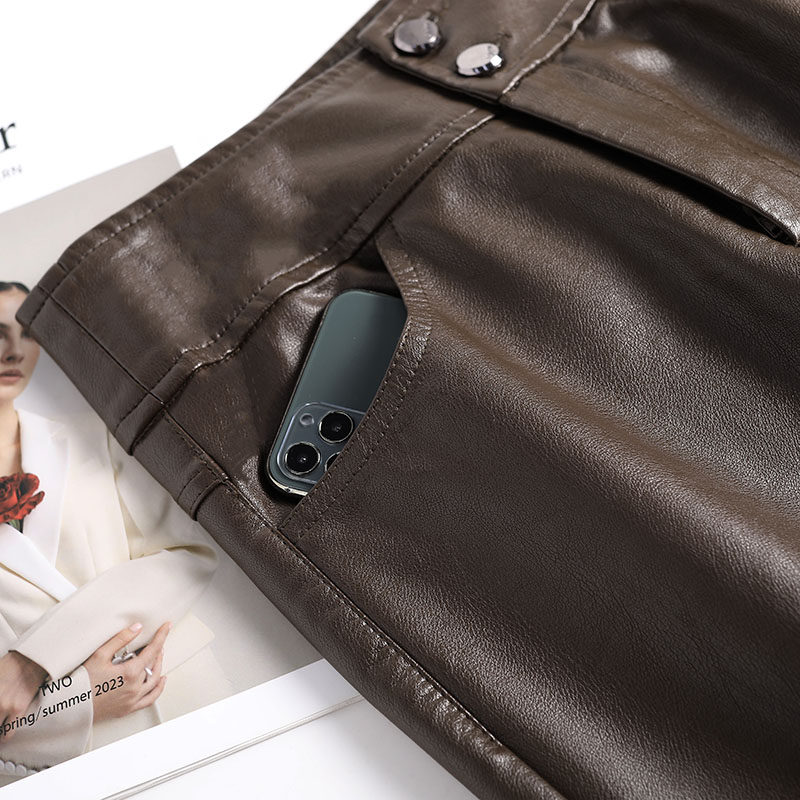 海宁真皮皮裤女2025秋冬新款高腰直筒绵羊皮阔腿裤大码宽松长裤潮,淘宝优惠券,粉丝福利购,淘宝优惠卷