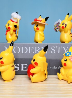 神奇宝贝手办6个一套皮卡丘玩具玩偶宠物小精灵宝可梦摆件装饰