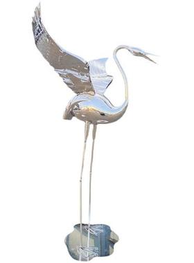 户外网红不锈钢仙鹤兔子雕塑园林景观城市广场水池酒店售楼部摆件