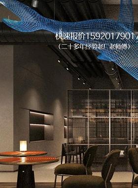 金属不锈钢镂空海豚鲸鱼海洋动物铁艺雕塑艺术装饰品摆件厂家定制