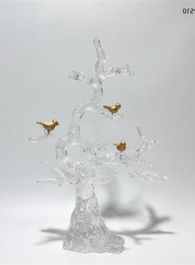 售楼处样板间透明树脂发财树雕塑家居创意摆件客厅艺术软装装饰品