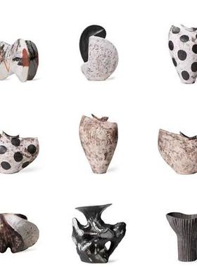 新中式诧寂风手工陶瓷花瓶摆件样板间别墅酒店售楼处客厅装饰品