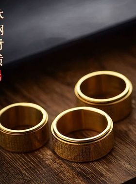 本命佛十二生肖守护心经转动钛钢戒指潮男解压可旋转指环招财转运