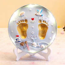 Baby footprint mud newborn baby handprint and footprint permanent photo frame full moon 100 days gift lanugo souvenir
