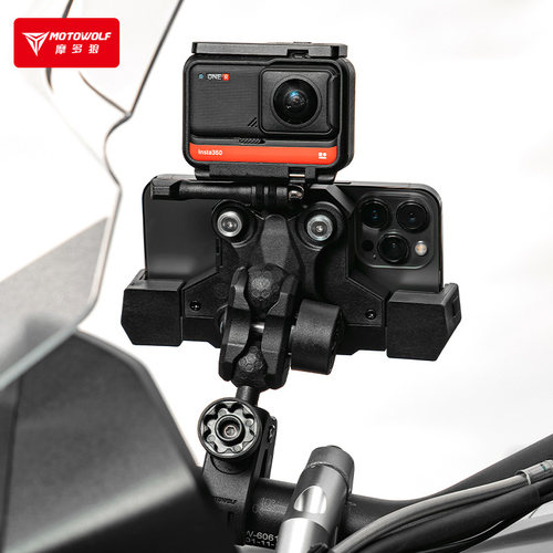 摩多狼机车防震导航支架车把改装减震铝合金摩托车车载手机无线充 - 图2