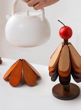 高级感耶诞树隔热垫餐桌创意木质防烫锅垫杯垫碗垫家居好物摆件