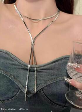 热卖抽拉式钛钢项链女可调节链条