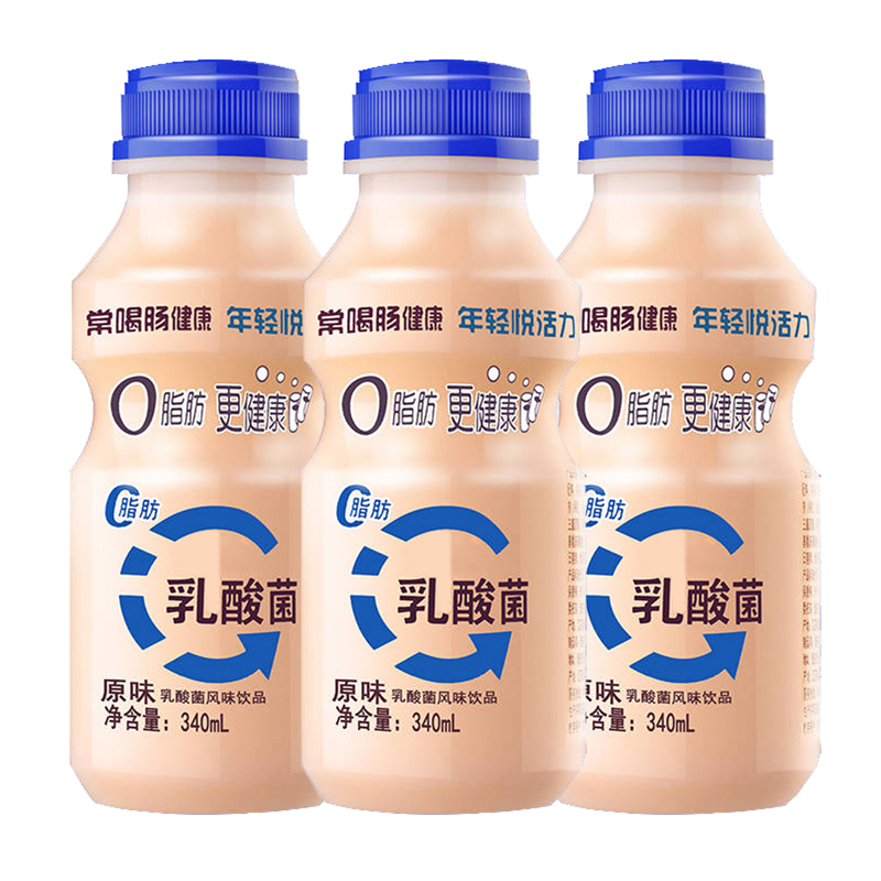 乳酸菌风味饮品12瓶*340ml酸奶整箱优早餐牛奶 0脂肪酸奶酸乳-图1