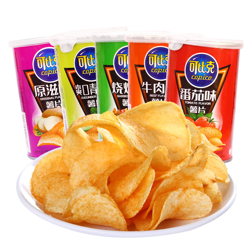 可比克罐装膨化食品45g*10罐薯片 恬品汇食品膨化食品