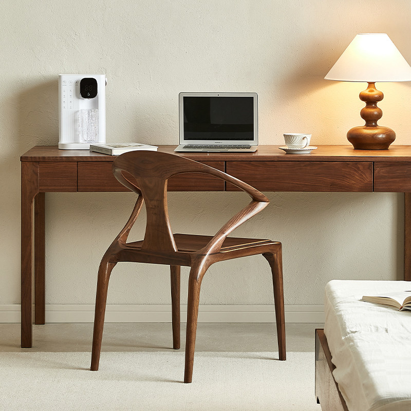 北美黑胡桃木餐椅家用餐厅真皮餐椅实木休闲椅子可换皮色书椅整装,淘宝优惠券,粉丝福利购,淘宝优惠卷