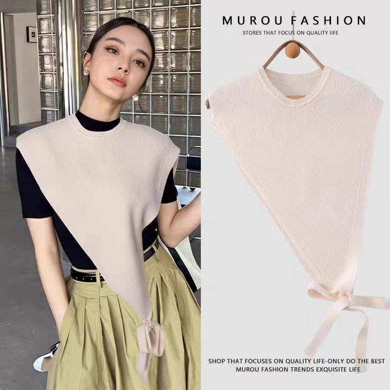 安可拉红设计感开叉针织披肩女秋冬新款三角斜边马甲叠穿洋气百搭,淘宝优惠券,粉丝福利购,淘宝优惠卷