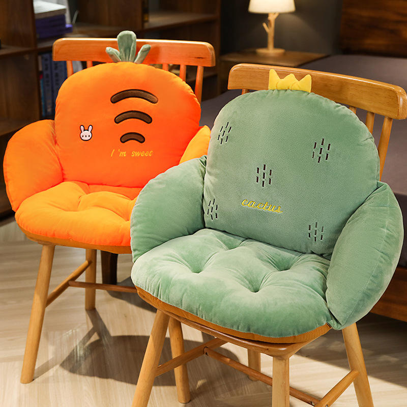 坐垫办公室久坐护腰靠垫一体座椅垫学生宿舍椅子毛绒靠背屁股垫子 - 图0