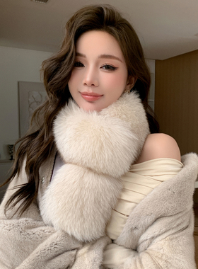 獭兔里双面毛女狐狸毛皮草围巾