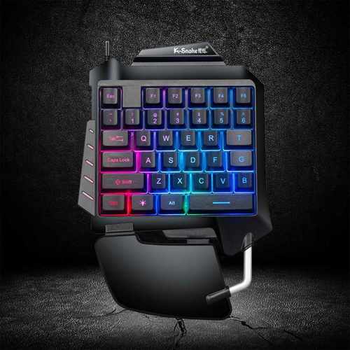 One Hand Mechanical Gaming Keyboard RGB Backlit Portable Min - 图2