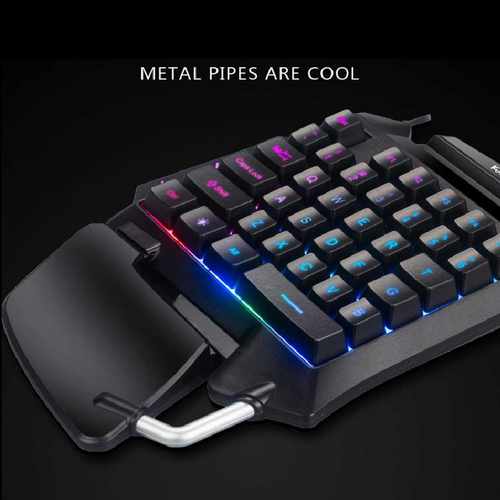 One Hand Mechanical Gaming Keyboard RGB Backlit Portable Min - 图1