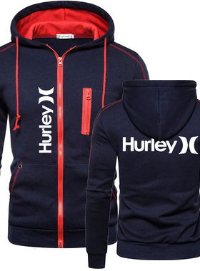 Men's Hurley Print Hoodie Spring Fall Sport Zipper Hoodies M