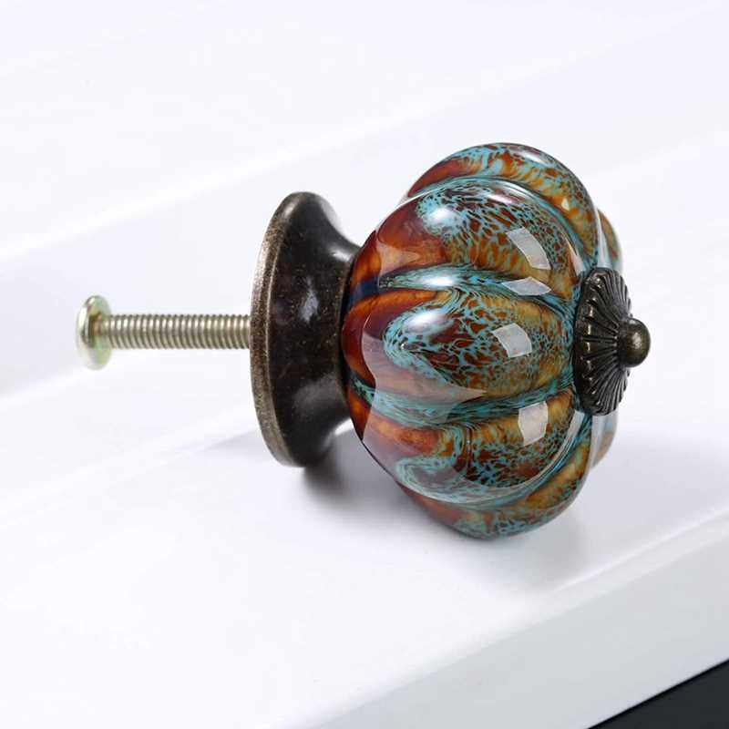 12Pcs Ceramic Door Knob Antique Pumpkin for Cabinets Cupboar - 图3