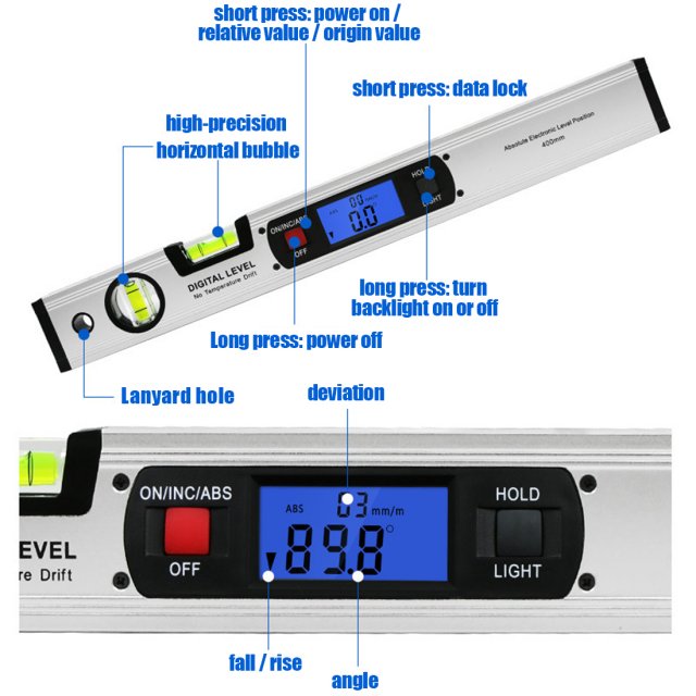 400mm Digital Inclinometer Protractor Electronic Spirit Leve - 图0