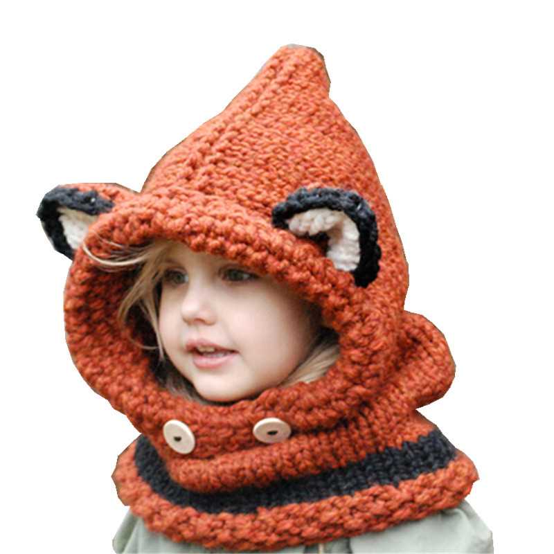 Fox Hat Autumn And Winter Children	s Wo Knitted Hat Hand-图1